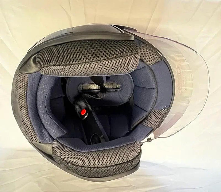 Casque Noir Brillant - VZ-RAM - 3/4 Ouvert pour l'été - Helmoto