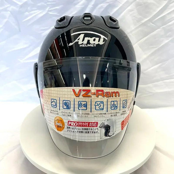 Casque Noir Brillant - VZ-RAM - 3/4 Ouvert pour l'été - Helmoto