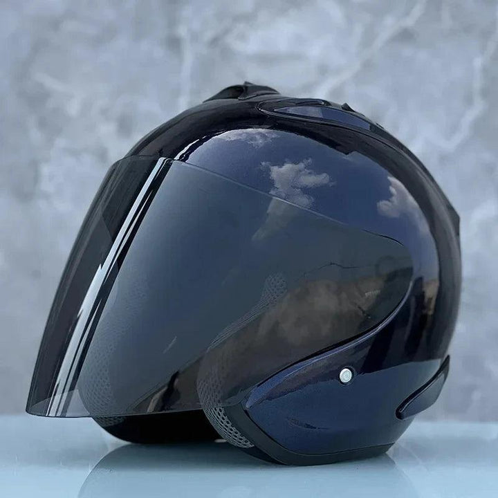Casque bleu foncé brillant Semi-ouvert d'été - Ram4 - Moto & Scooter & Cross - Helmoto