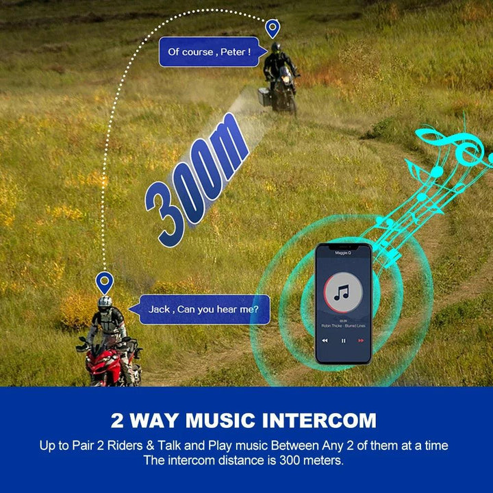 Intercom / Interphone / Oreillette Bluetooth 5.3 - Waterproof - Helmoto