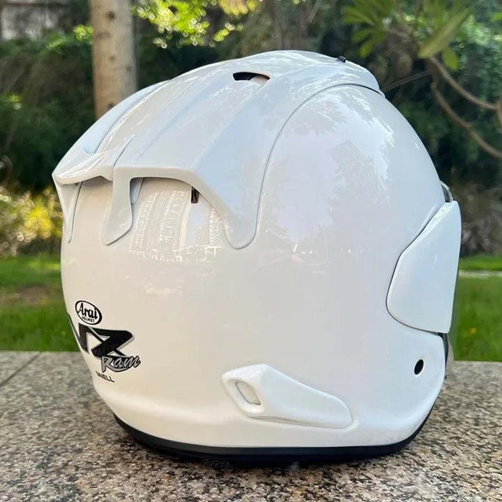 Casque Blanc Brillant - VZ-RAM - 3/4 ouvert pour l'été - Helmoto
