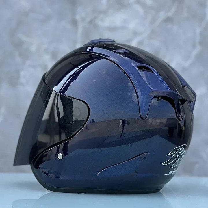 Casque bleu foncé brillant Semi-ouvert d'été - Ram4 - Moto & Scooter & Cross - Helmoto