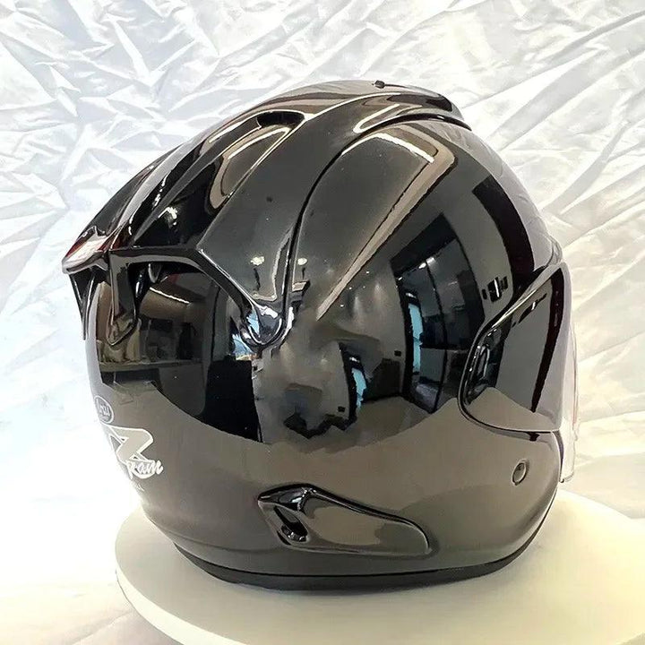 Casque Noir Brillant - VZ-RAM - 3/4 Ouvert pour l'été - Helmoto