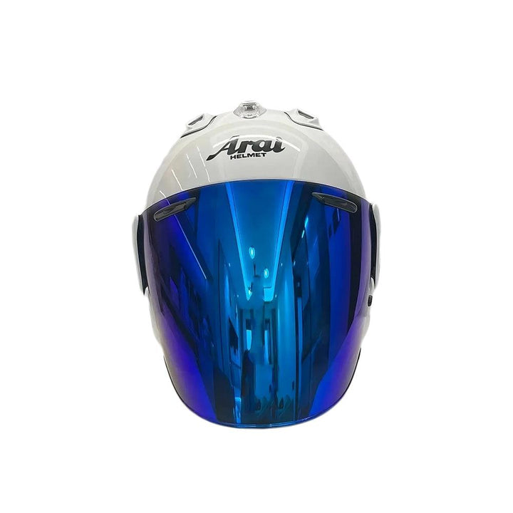 Casque Blanc Brillant - VZ-RAM - 3/4 ouvert pour l'été - Helmoto