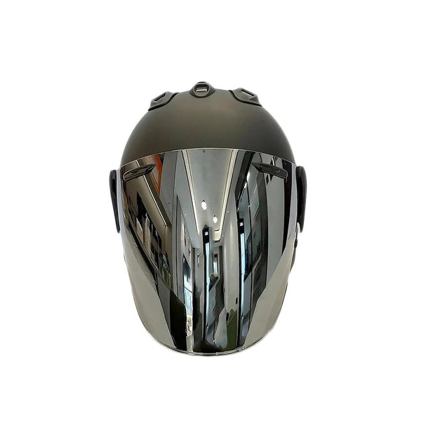Casque Noir Mat - VZ-RAM - 3/4 ouvert pour l'été - Helmoto