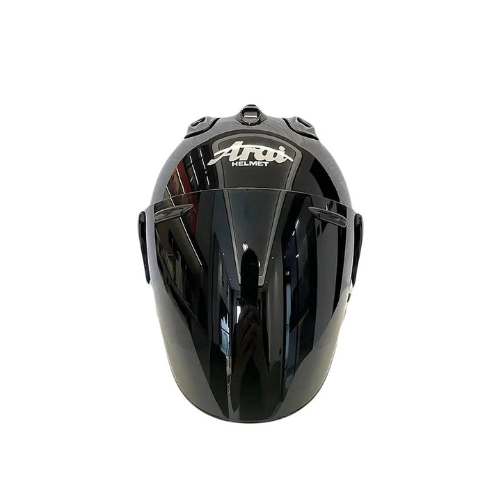 Casque Noir Brillant - VZ-RAM - 3/4 Ouvert pour l'été - Helmoto